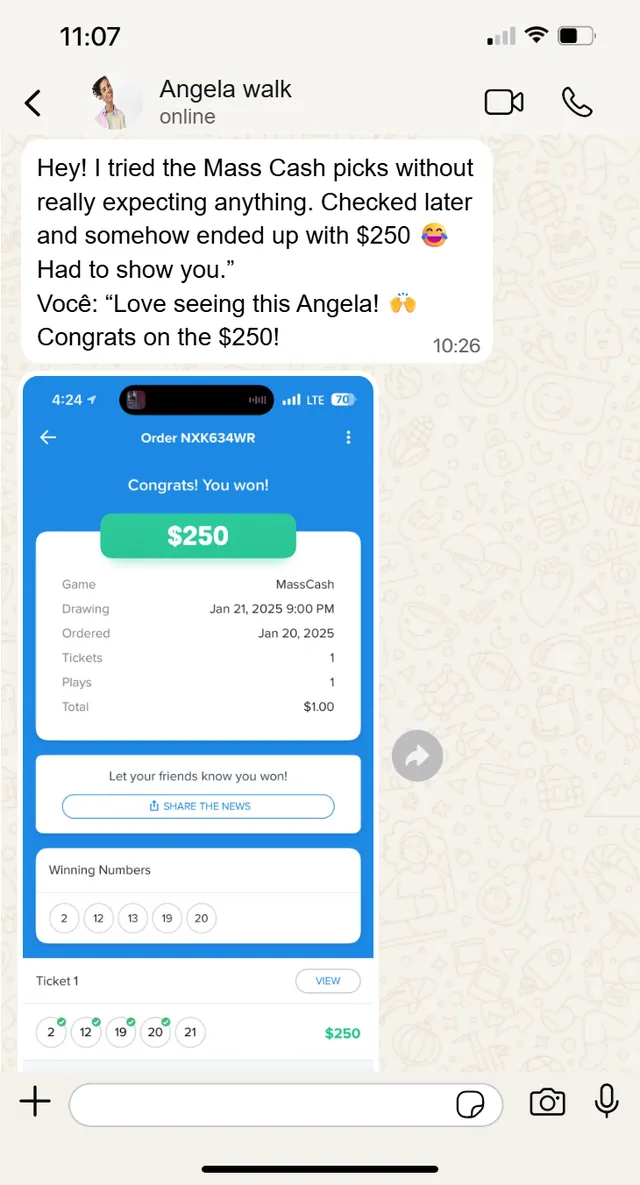 Member-submitted screenshot from Angela